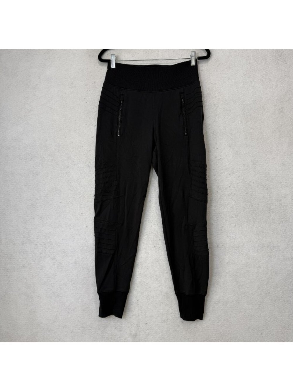 Athleta Jogger Pants Womens XS Black Venice Moto Zip Pocket Travel Athletic